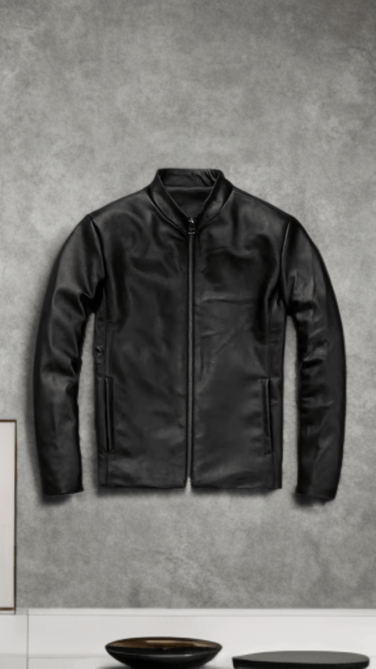 Kurtka skórzana męska czarna LEONARDO - LEU