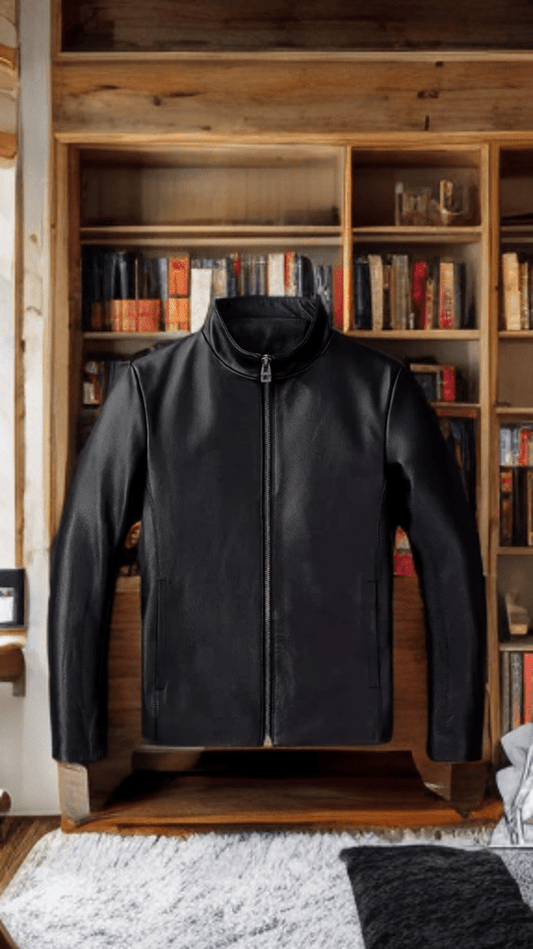 Kurtka skórzana męska czarna LEONARDO - LEU