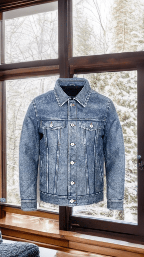 Kurtka skórzana męska czarna z naturalnej skóry,SKY - LEU