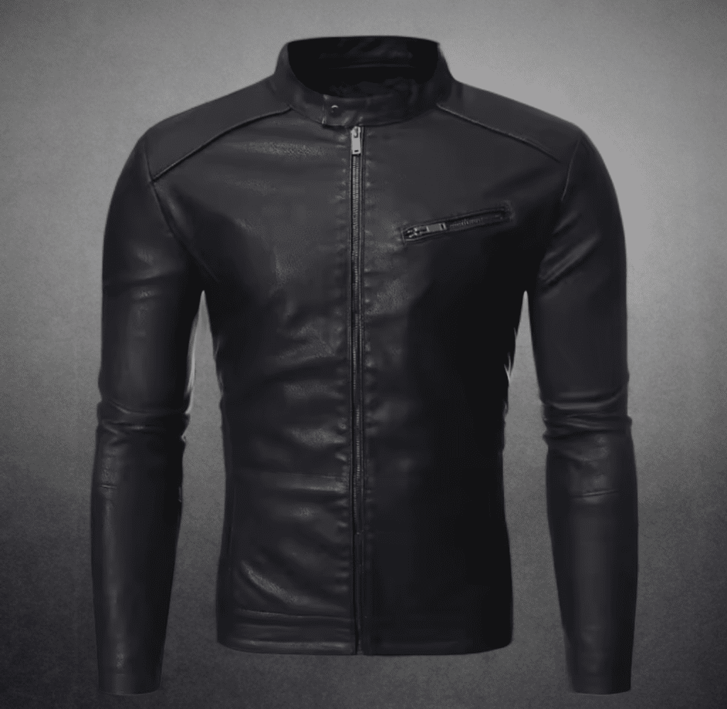 Kurtka skórzana męska ze skóry eko czarna, GOSH