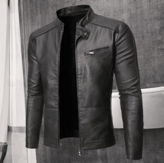 Kurtka skórzana męska ze skóry eko popiel, GOSH