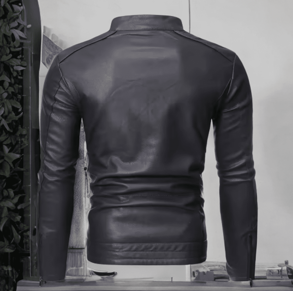 Kurtka skórzana męska ze skóry eko szary, GOSH