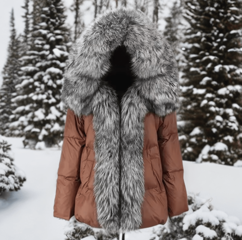 Kurtka z futra lisa naturalnego brązowa, VALETINES - LEU