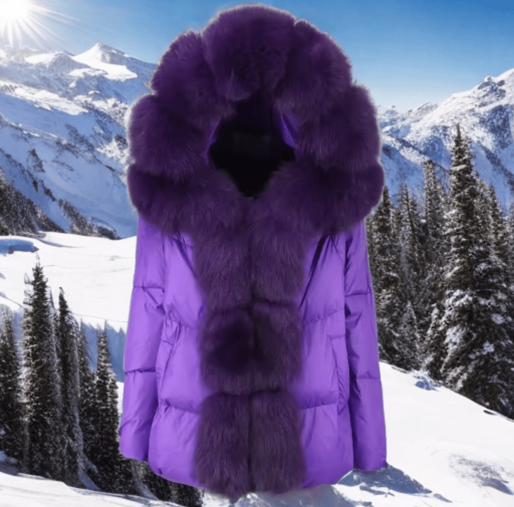 Kurtka z futra lisa naturalnego fioletowa,VALETINES - LEU