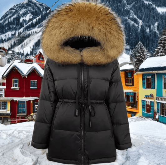 Kurtka z futrem jenota naturalnego czarna, SHIRA - LEU