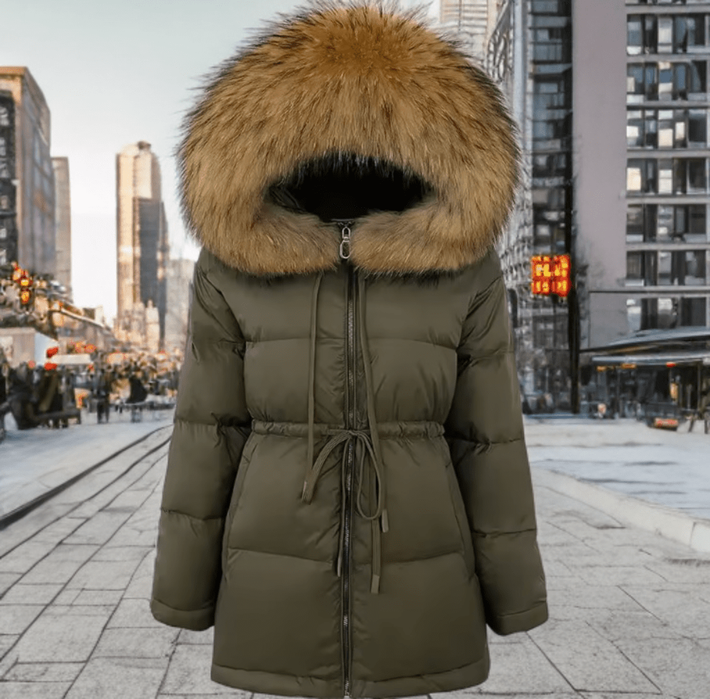 Kurtka z futrem jenota naturalnego khaki, SHIRA - LEU