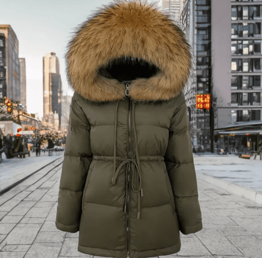 Kurtka z futrem jenota naturalnego khaki, SHIRA - LEU