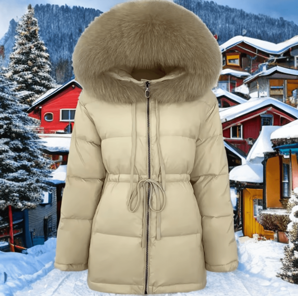 Kurtka z futrem lisa naturalnego beżowa, SHIRA - 3 - LEU