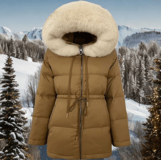 Kurtka z futrem lisa naturalnego brązowa,SHIRA - 1 - LEU