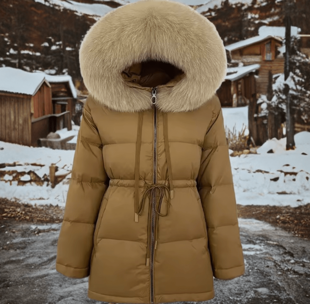 Kurtka z futrem lisa naturalnego brązowa,SHIRA - 3 - LEU