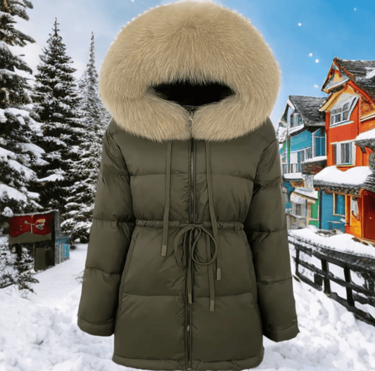 Kurtka z futrem lisa naturalnego khaki, SHIRA - 3 - LEU