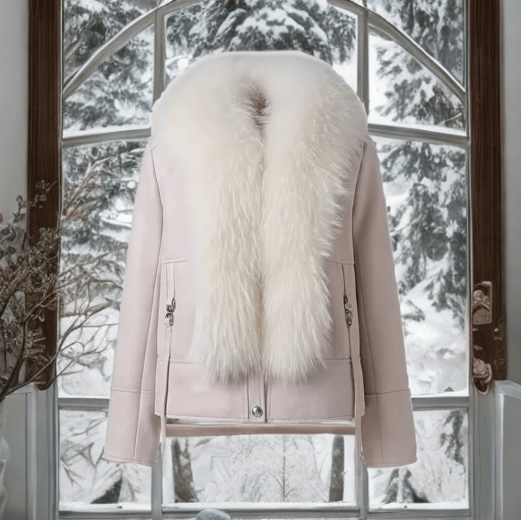 Pilotka,ramoneska krótki kożuch damski naturalny LEU str.21