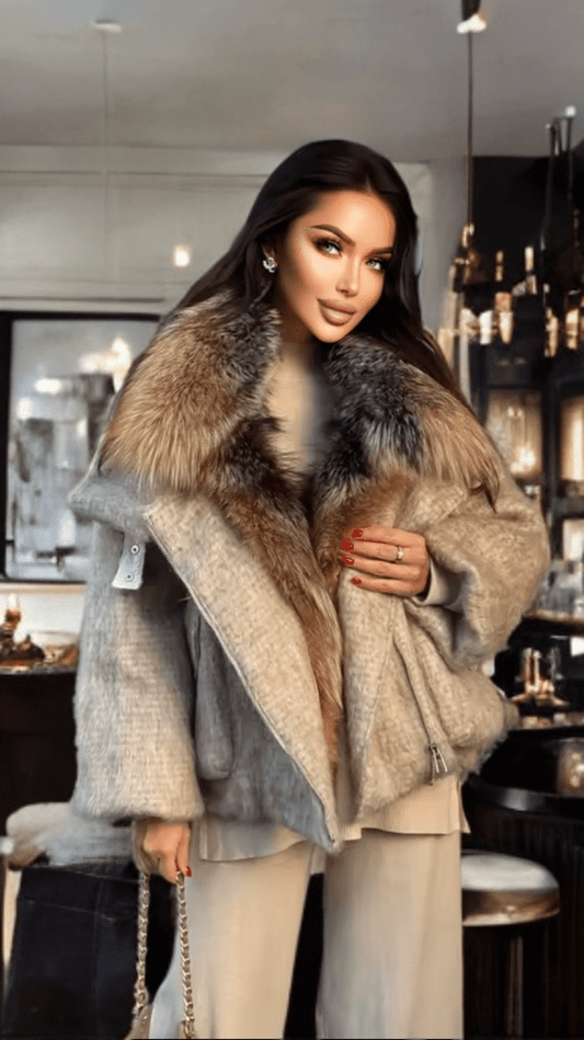 Kurtka z lisem fińskim khaki,DOLL - LEU