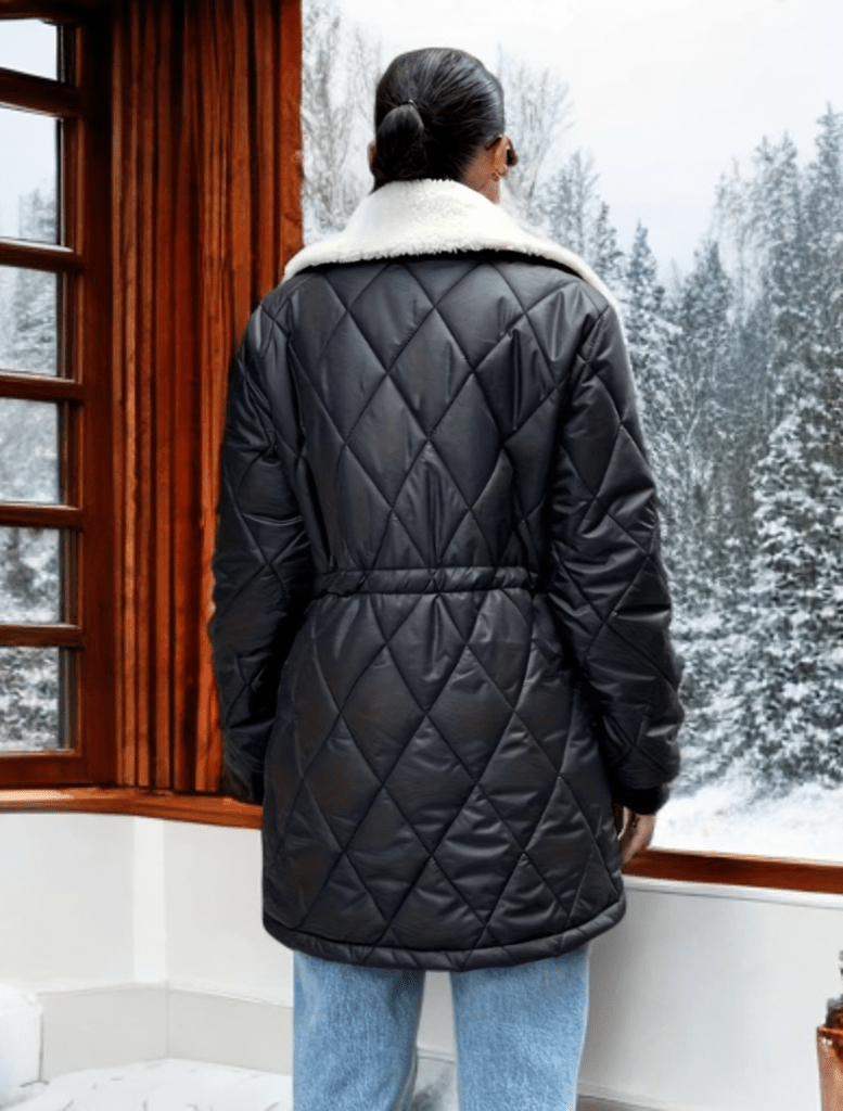 Kurtka, zimowy płaszcz damski pikowany - LEU