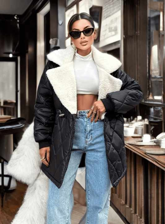 Kurtka, zimowy płaszcz damski pikowany - LEU