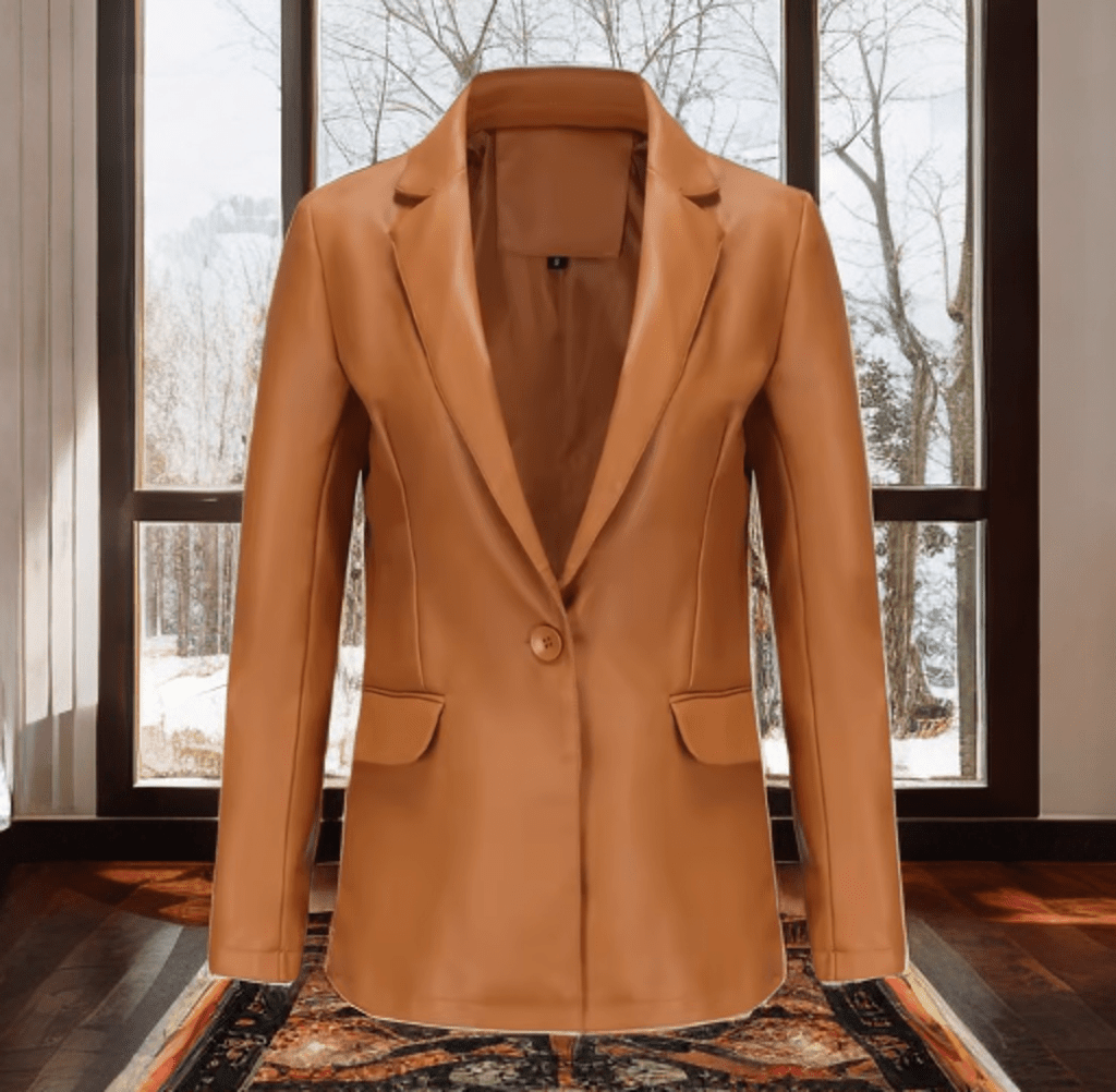 Marynarka skórzana damska brązowa ze skóry, POLA - LEU