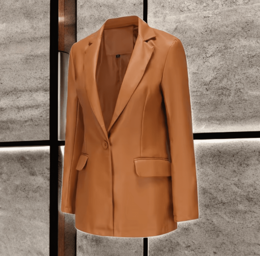 Marynarka skórzana damska brązowa ze skóry, POLA - LEU