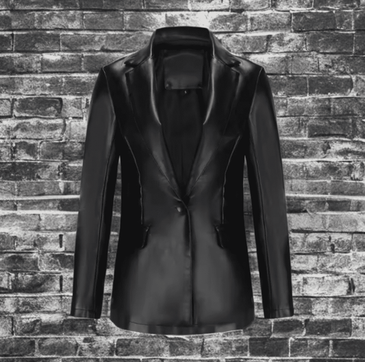 Marynarka skórzana damska czarna, POLA - LEU