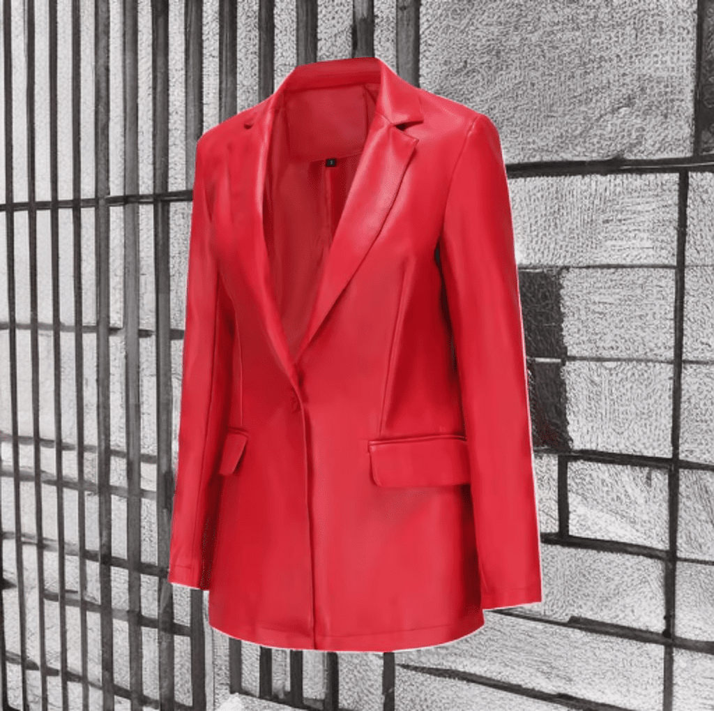 Marynarka skórzana damska czerwona ze skóry, POLA - LEU