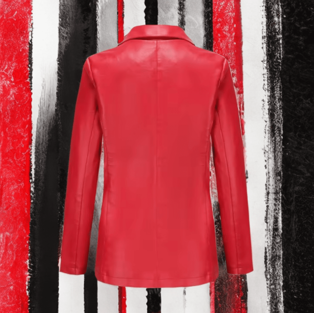 Marynarka skórzana damska czerwona ze skóry, POLA - LEU