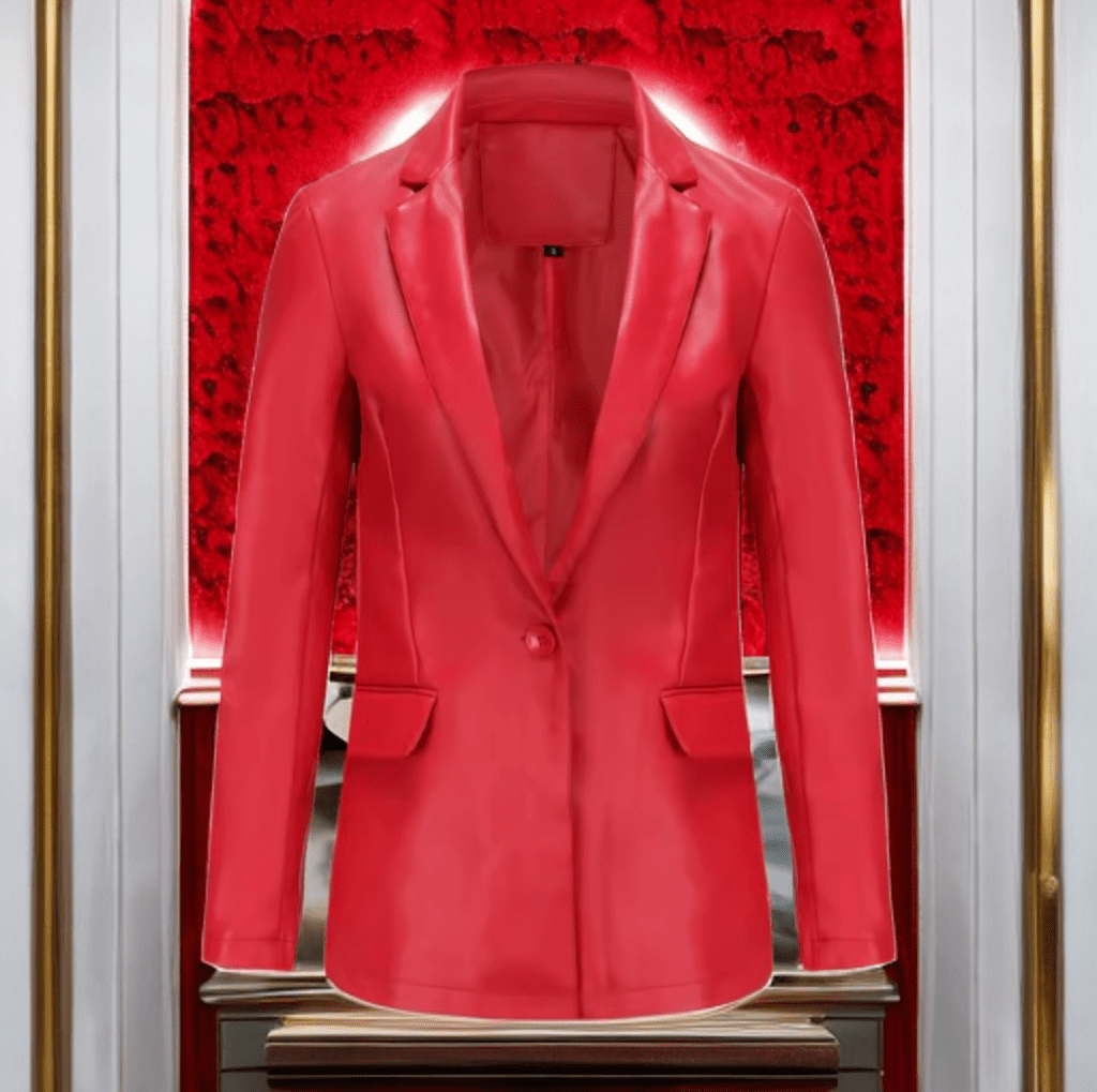 Marynarka skórzana damska czerwona ze skóry, POLA - LEU