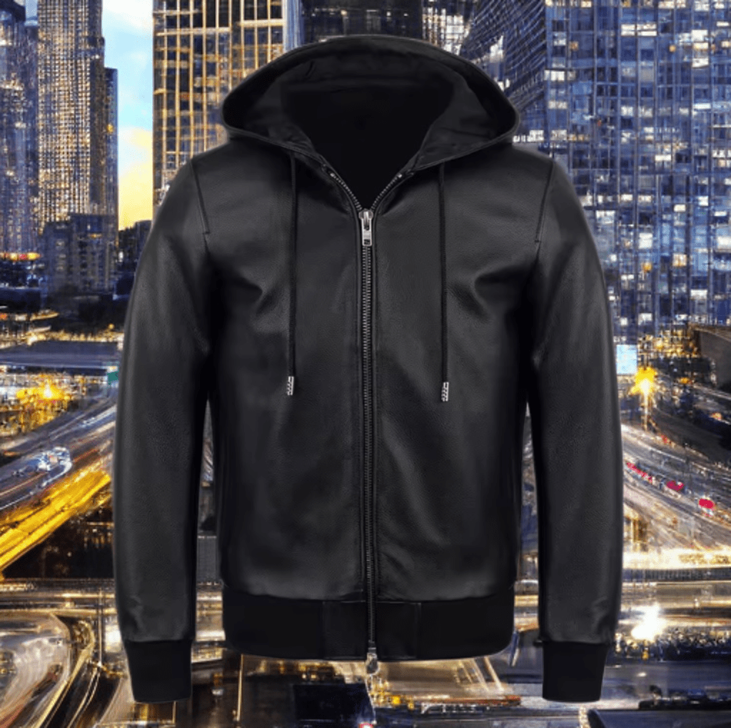 Pilotka skórzana czarna męska ze skóry,LOT - 5 - LEU