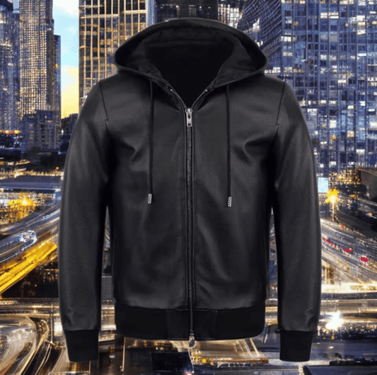 Pilotka skórzana czarna męska ze skóry,LOT - 5 - LEU