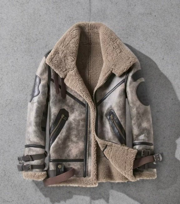 Pilotka skórzana ze skóry naturalnej popiel vintage,F - 44 - LEU