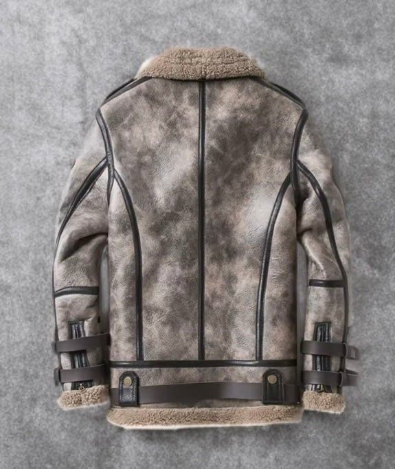 Pilotka skórzana ze skóry naturalnej popiel vintage,F - 44 - LEU