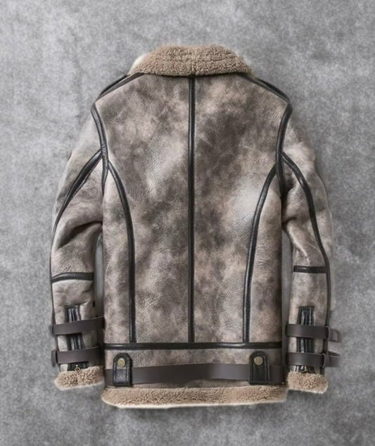 Pilotka skórzana ze skóry naturalnej popiel vintage,F - 44 - LEU