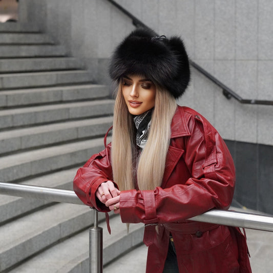 Płaszcz z naturalnej skóry damski bordowy,PAULA od LEU.