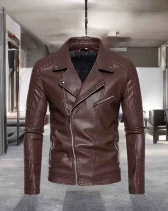 Ramoneska skórzana męska ze skóry eko brązowa,R-1-LEU.Ramoneska ze skóry ekologicznej wiosenna, jesienna, przejściowa. 