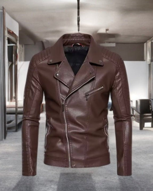 Ramoneska skórzana męska ze skóry eko brązowa,R-1-LEU.Ramoneska ze skóry ekologicznej wiosenna, jesienna, przejściowa. 