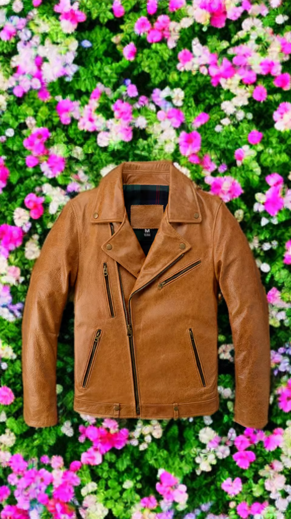 Ramoneska skórzana ze skóry naturalnej męska brązowa vintage, XSAVERY - LEU