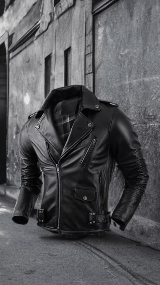 Ramoneska skórzana ze skóry naturalnej męska  MOTOCYKLOWA-3