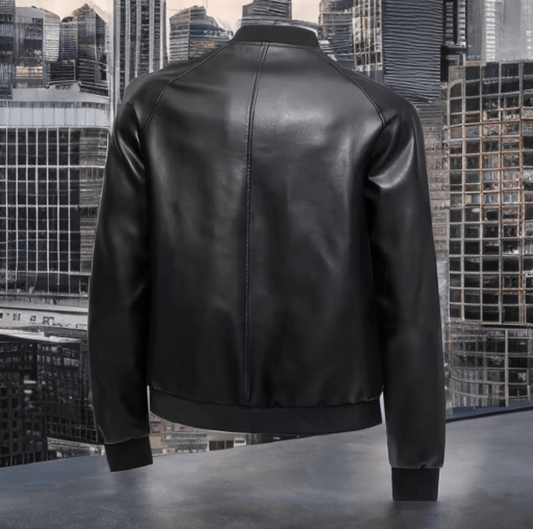 Skórzana bomberka męska czarna z naturalnej skóry,LOT - 7 - LEU