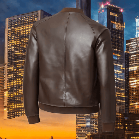 Skórzana bomberka męska z naturalnej skóry brązowa, LOT - 6 - LEU