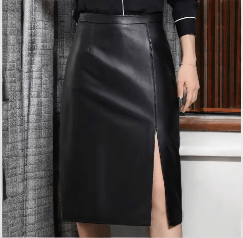 Spódnica skórzana ze skóry naturalnej czarna lico,MIDLLE - LEU