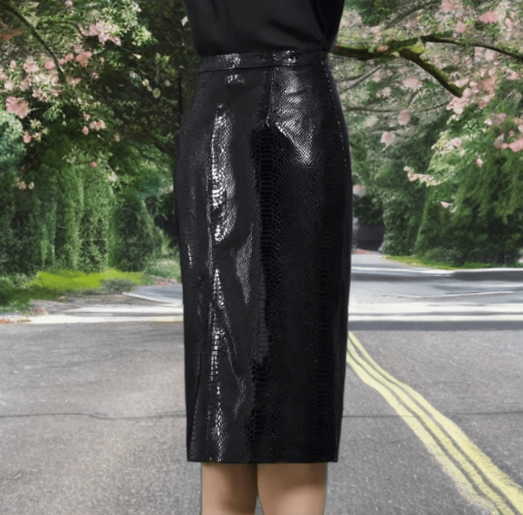 Spódnica skórzana ze skóry naturalnej skóra wężowa, MIDLLE - LEU