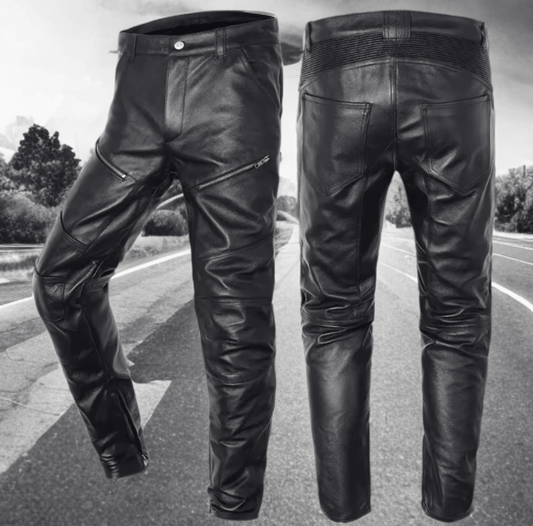 Spodnie skórzane czarne skóra naturalna VINTAGE DUO 2 - LEU