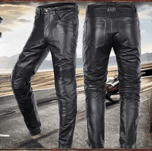Spodnie skórzane męskie czarne skóra naturalna,VINTAGE - LEU