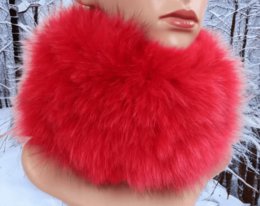 Szalik z lisa,lisem - opaska z lisa,lisem/czerwona - LEU