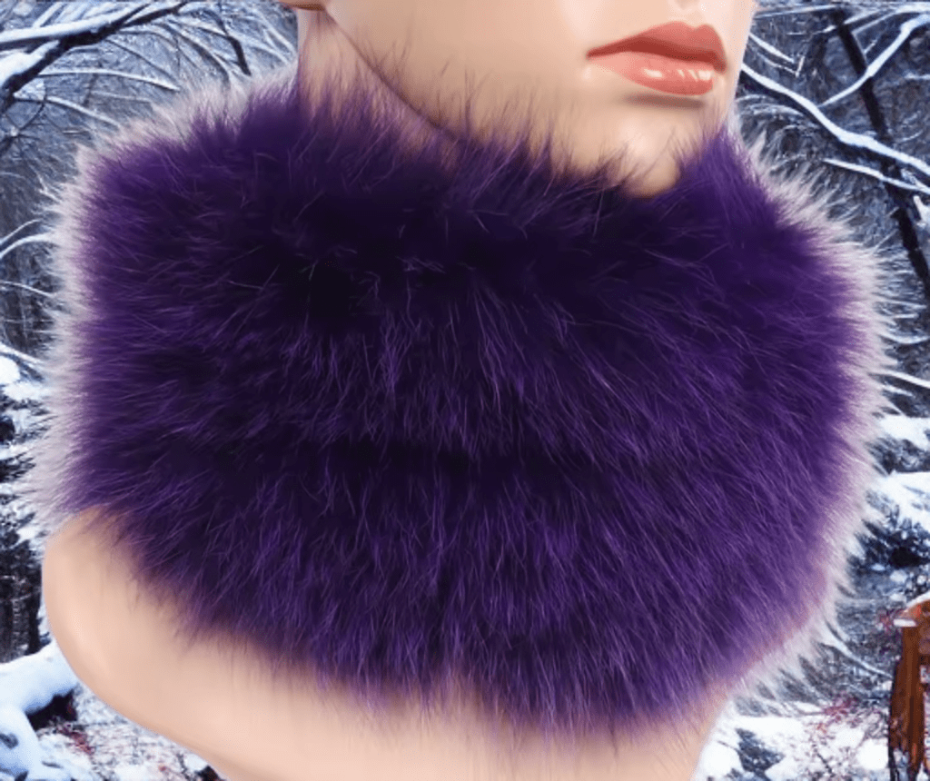 Szalik z lisa,lisem - opaska z lisa,lisem/fioletowa - LEU