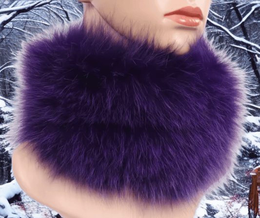 Szalik z lisa,lisem - opaska z lisa,lisem/fioletowa - LEU