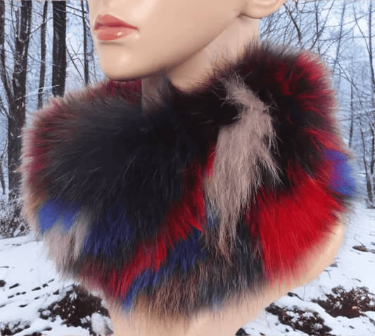 Szalik z lisa,lisem - opaska z lisa,lisem/wielokolorowa - LEU