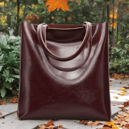 Torebka skórzana ze skóry naturalnej bordowa,SHOPPER - LEU