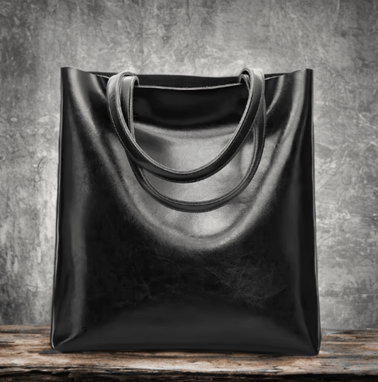 Torebka skórzana ze skóry naturalnej czarna,SHOPPER - LEU