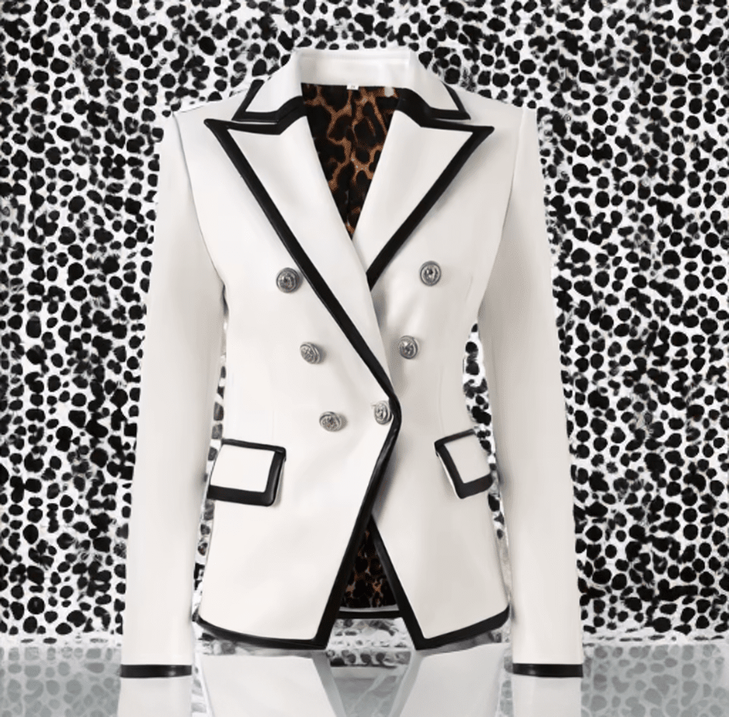 Żakiet skórzany damski ze skóry eko biały,LUNA - LEU