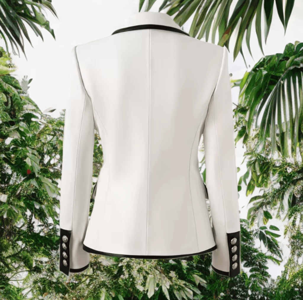 Żakiet skórzany damski ze skóry eko biały,LUNA - LEU