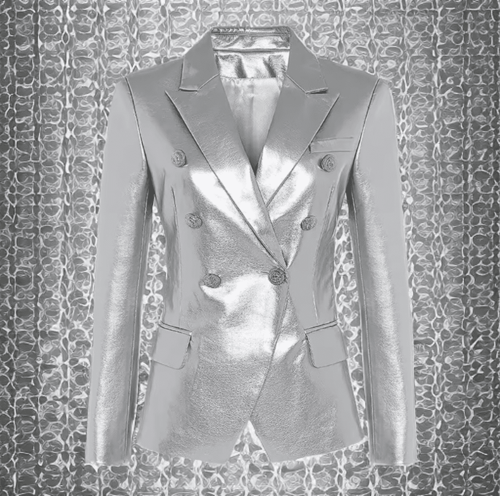 Żakiet skórzany srebrny ze skóry,YSL-2 - LEU. Żakiet ze skóry damski wiosenny, jesienny, przejściowy.